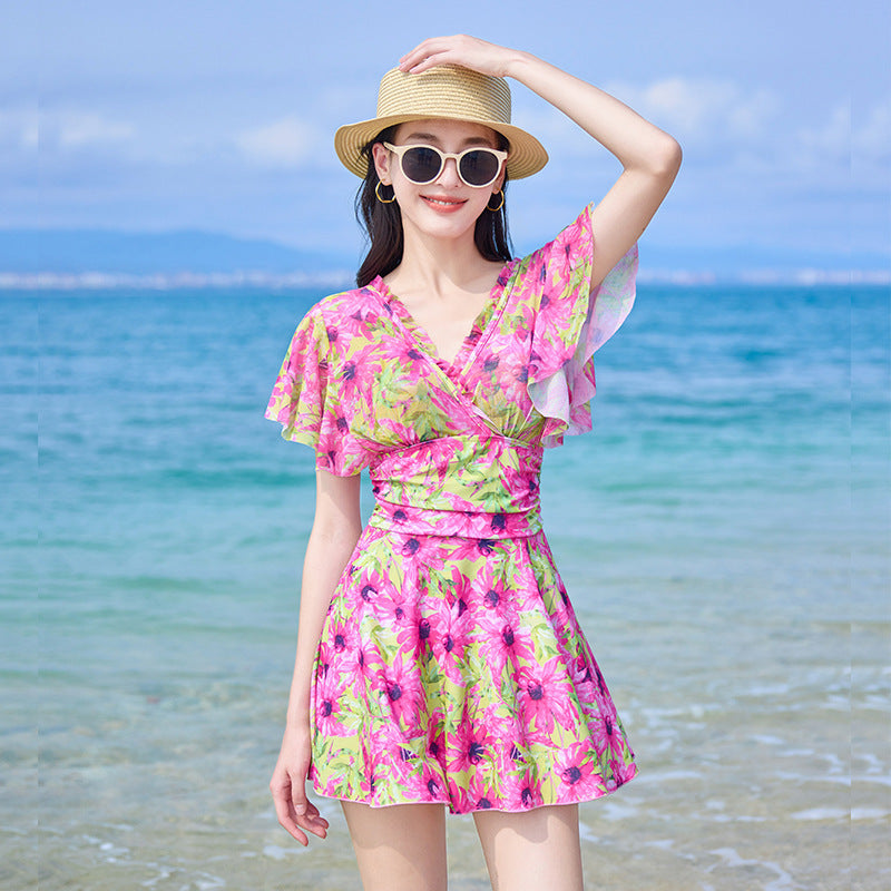 French-Style Floral Short Dress