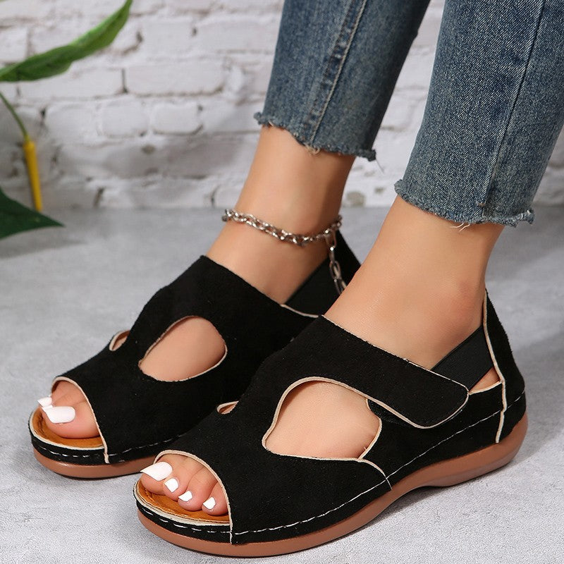 Low-Heel Velcro Sandals For Women