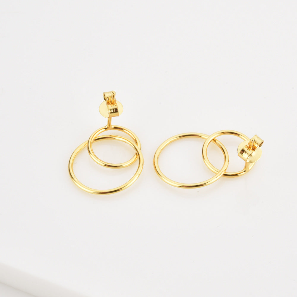 Long Ring Buckle Earrings For Women
