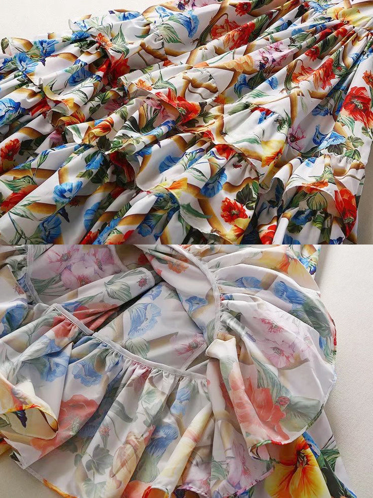 Self-cultivation Medium And Long Print Dress Girl