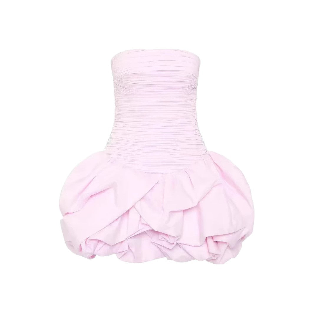 New-Style Strapless Pleated Short Dress