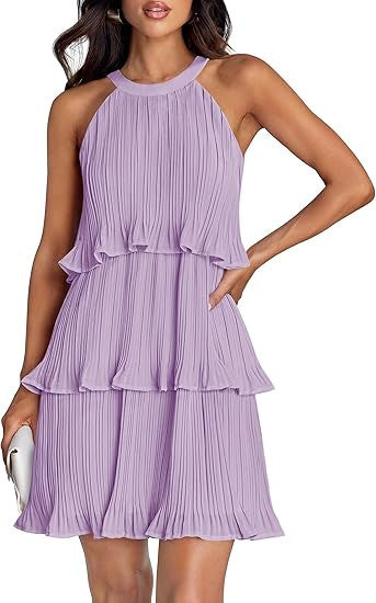 Pullover Tiered Ruffled Hem Sleeveless Dress