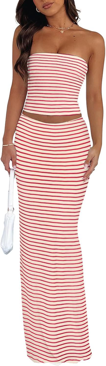 Sexy Form-fitting Two-piece Set Featuring A Floral Bustier Top And A Midriff-baring Bodycon Skirt