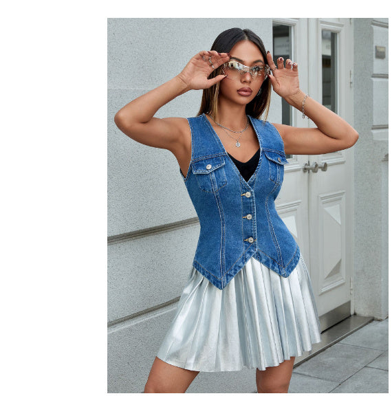 Ladies' Denim Waistcoat Vest