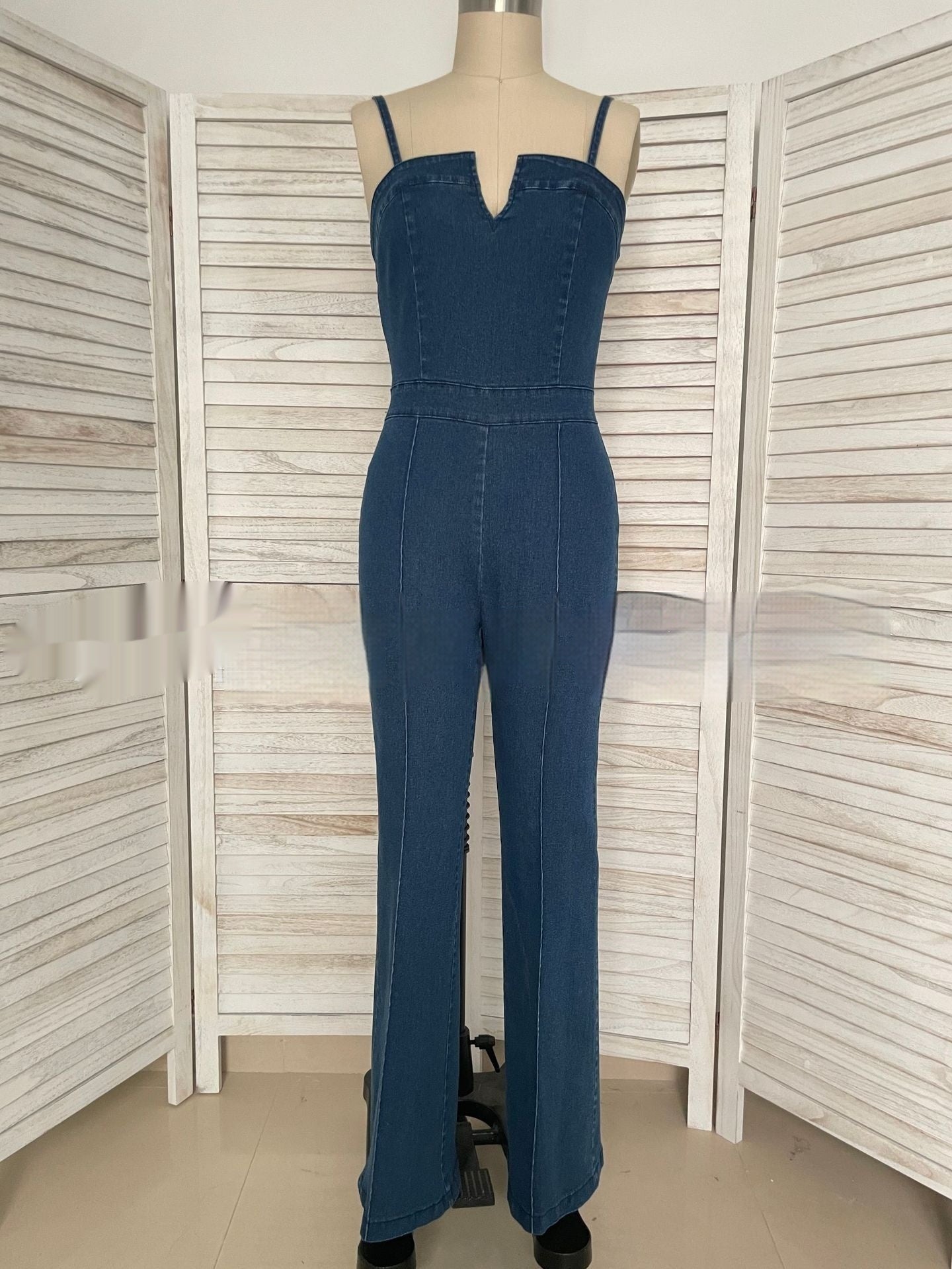 Popular Denim Wide-Leg Jumpsuit