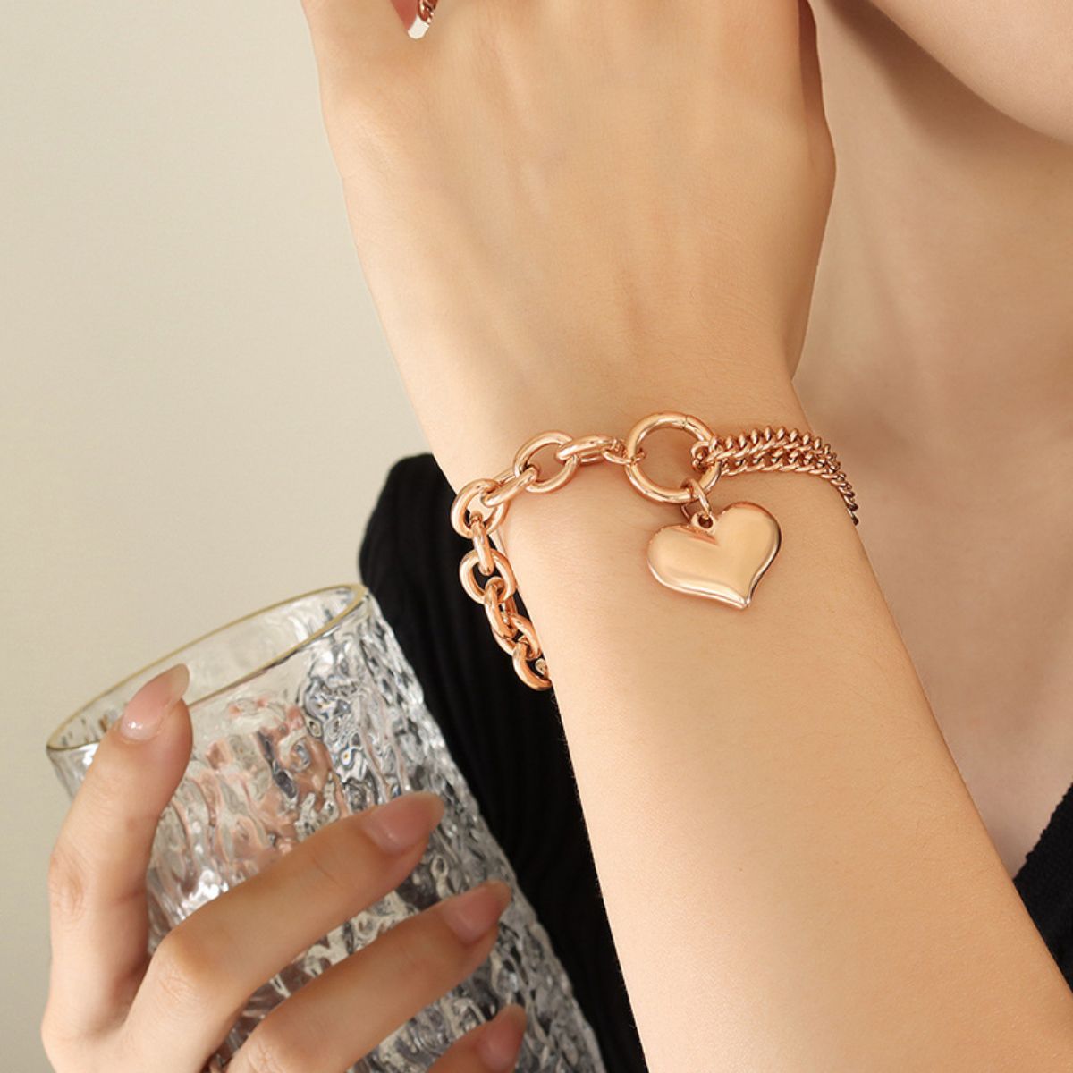 Half Chunky Chain Titanium Steel Bracelet - US Only