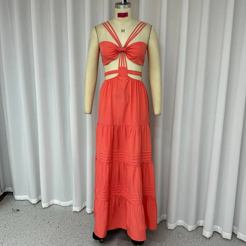 Tube-Top Solid-Colour Long Dress