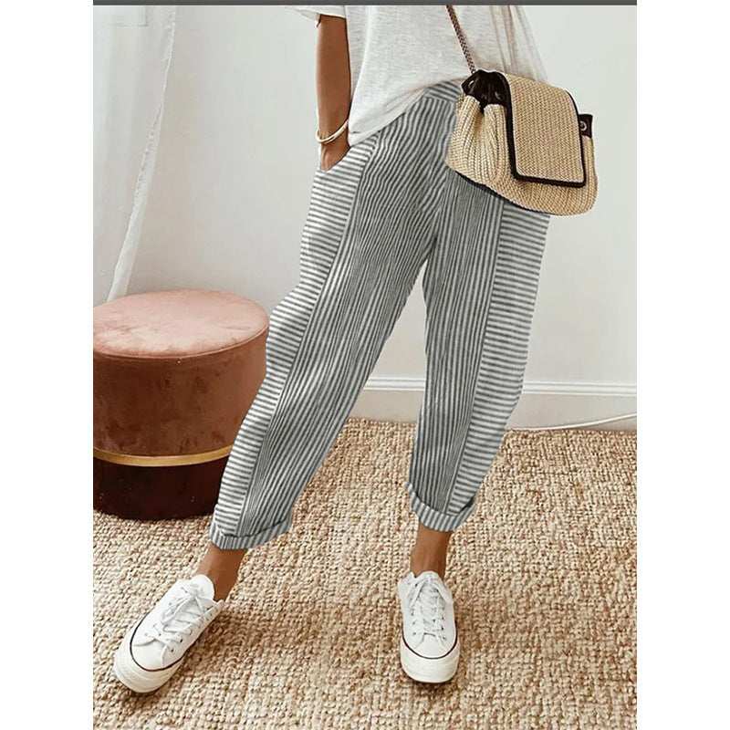 Women's Striped Print Trousers