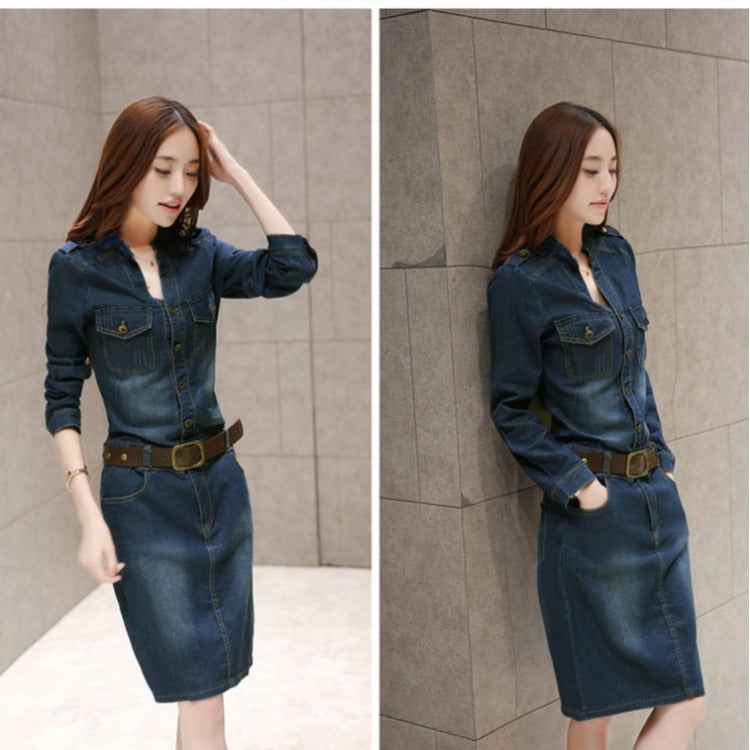New Denim Dress Thats Slimming Figure-hugging And Skims The Hips