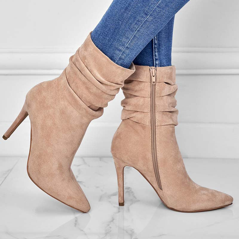 Pointed-Toe Stiletto Heel Ankle Boots