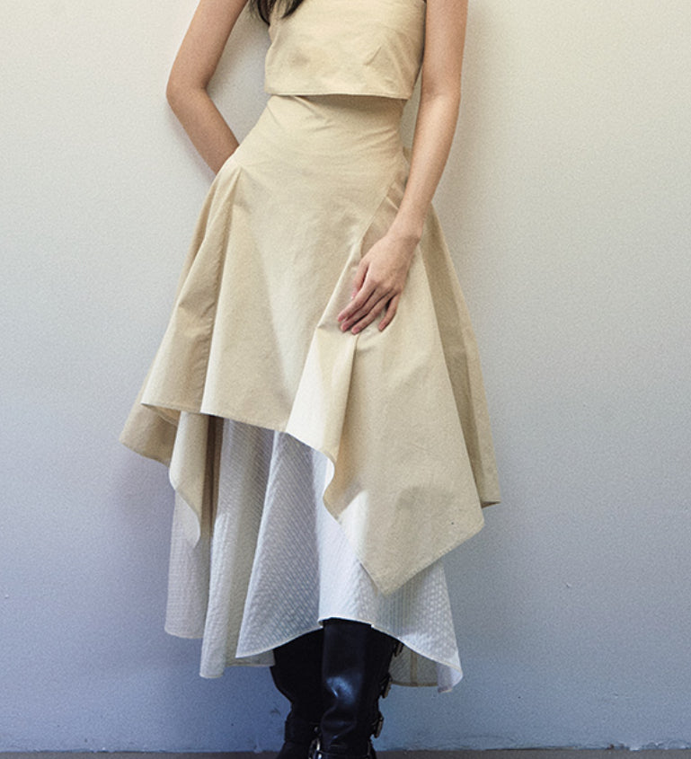 Folding Double-layer Tube Top Dress