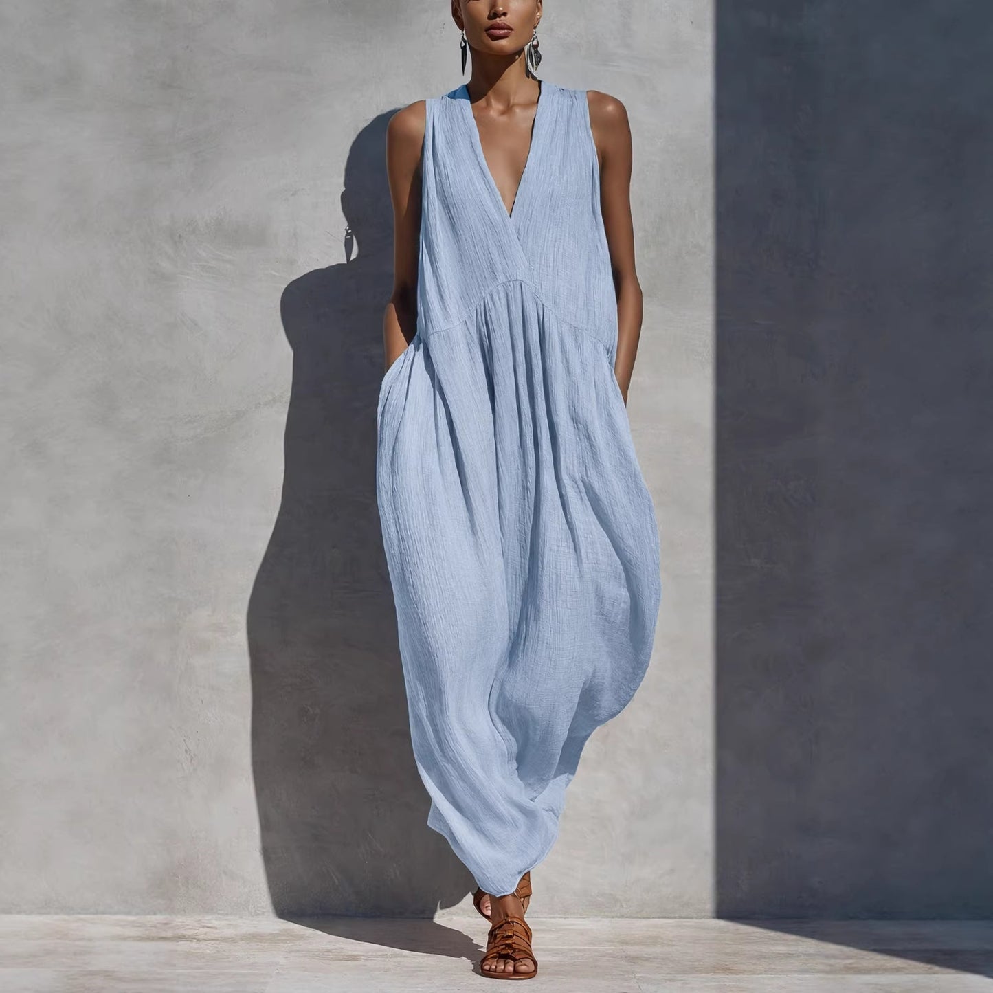 V-Neck Resort-Style Dress