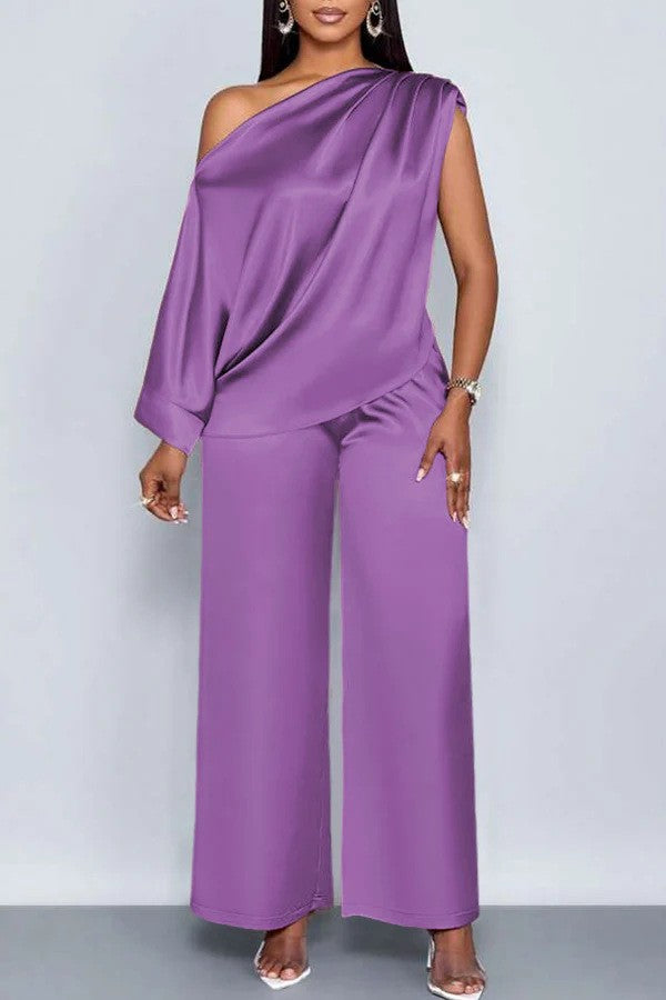 Satin Off-Shoulder Outfit