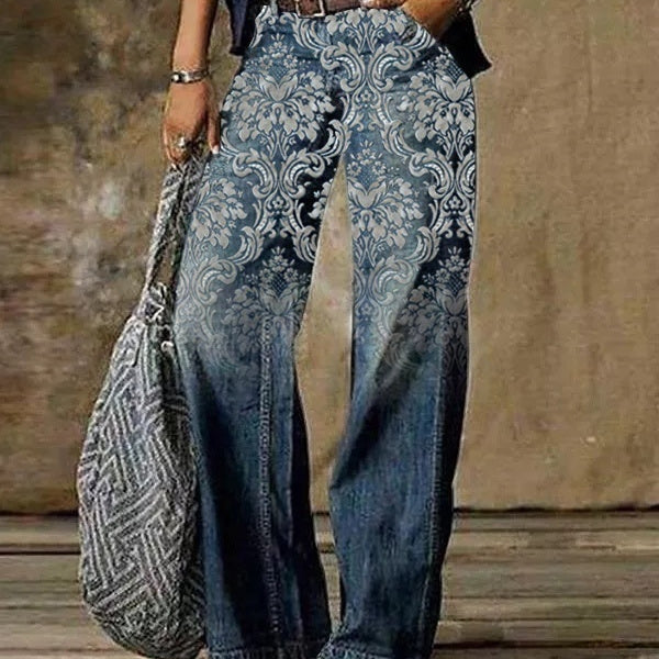Women's 3D Pattern Casual Denim Trousers