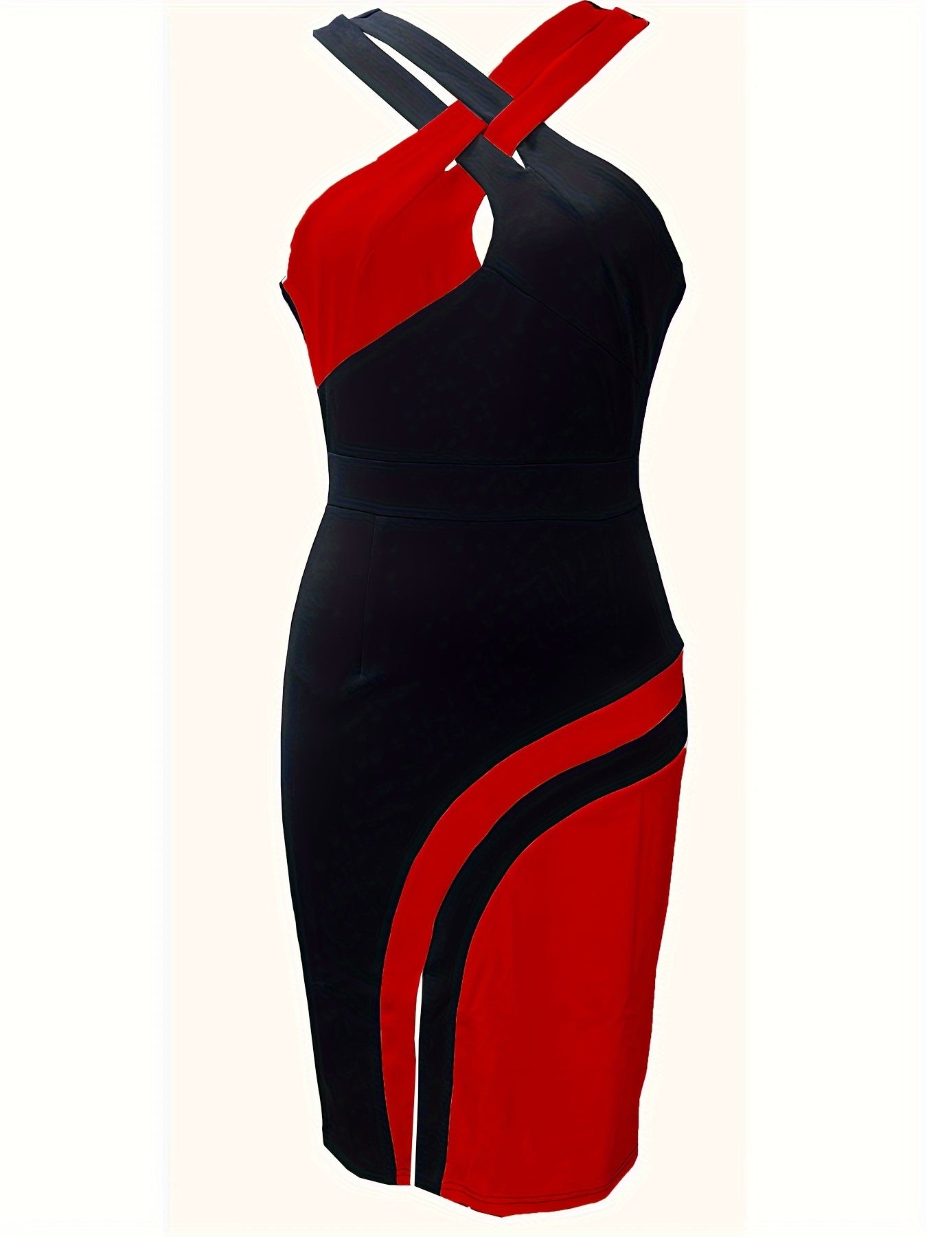 Colour-Block Criss-Cross Bodycon Mini Dress