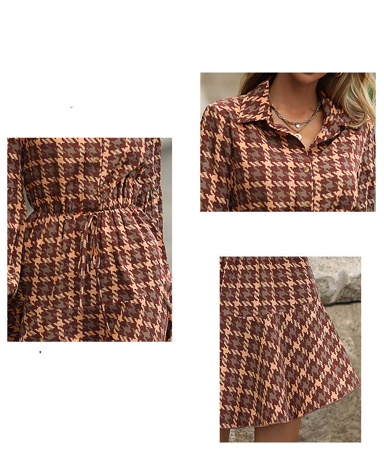 Beautiful Long-Sleeved Plaid Dress