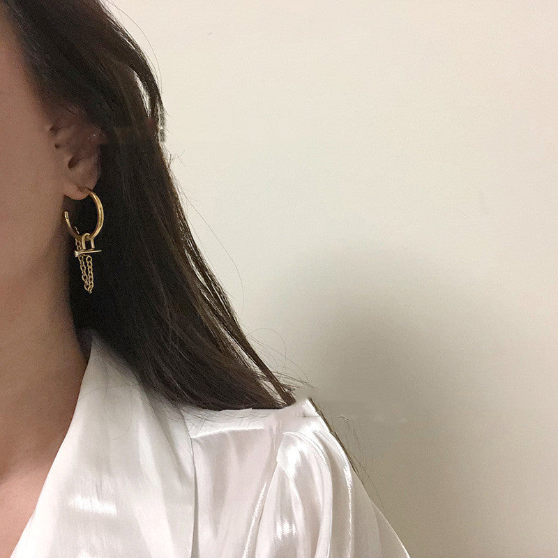 Ring Tassel Hoop Earrings Chain