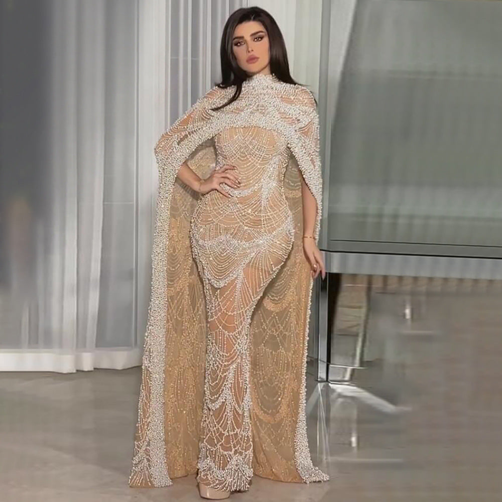Pearl Light Luxury Trailing Dress