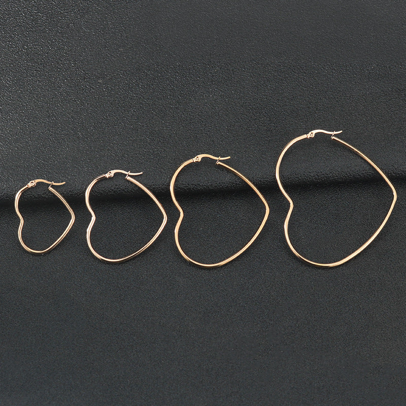 Titanium Heart Hoop Earrings For Women