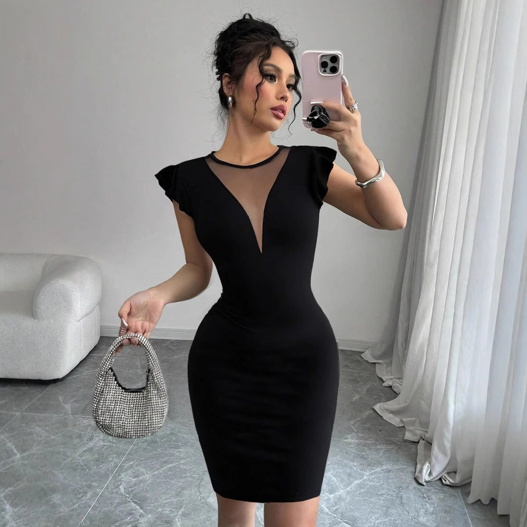 Crew-Neck Elegant Slimming Bodycon Dress