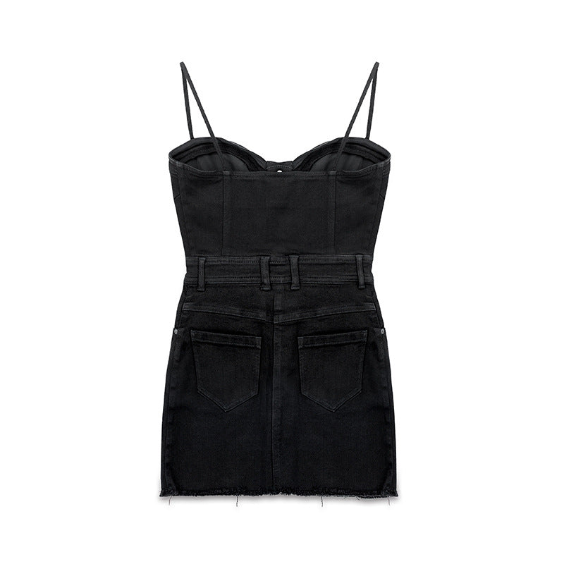 Denim Suspender Dress
