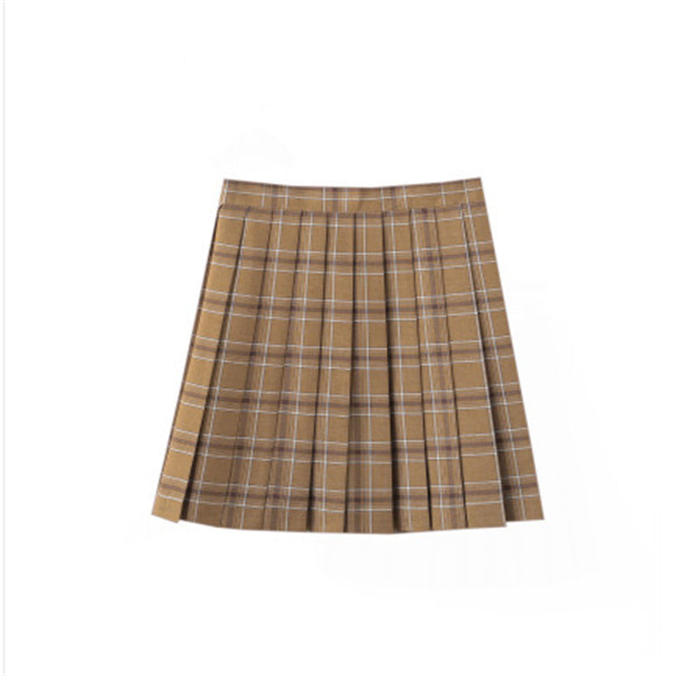 High-Waist Plaid Soft Pleated Skirt