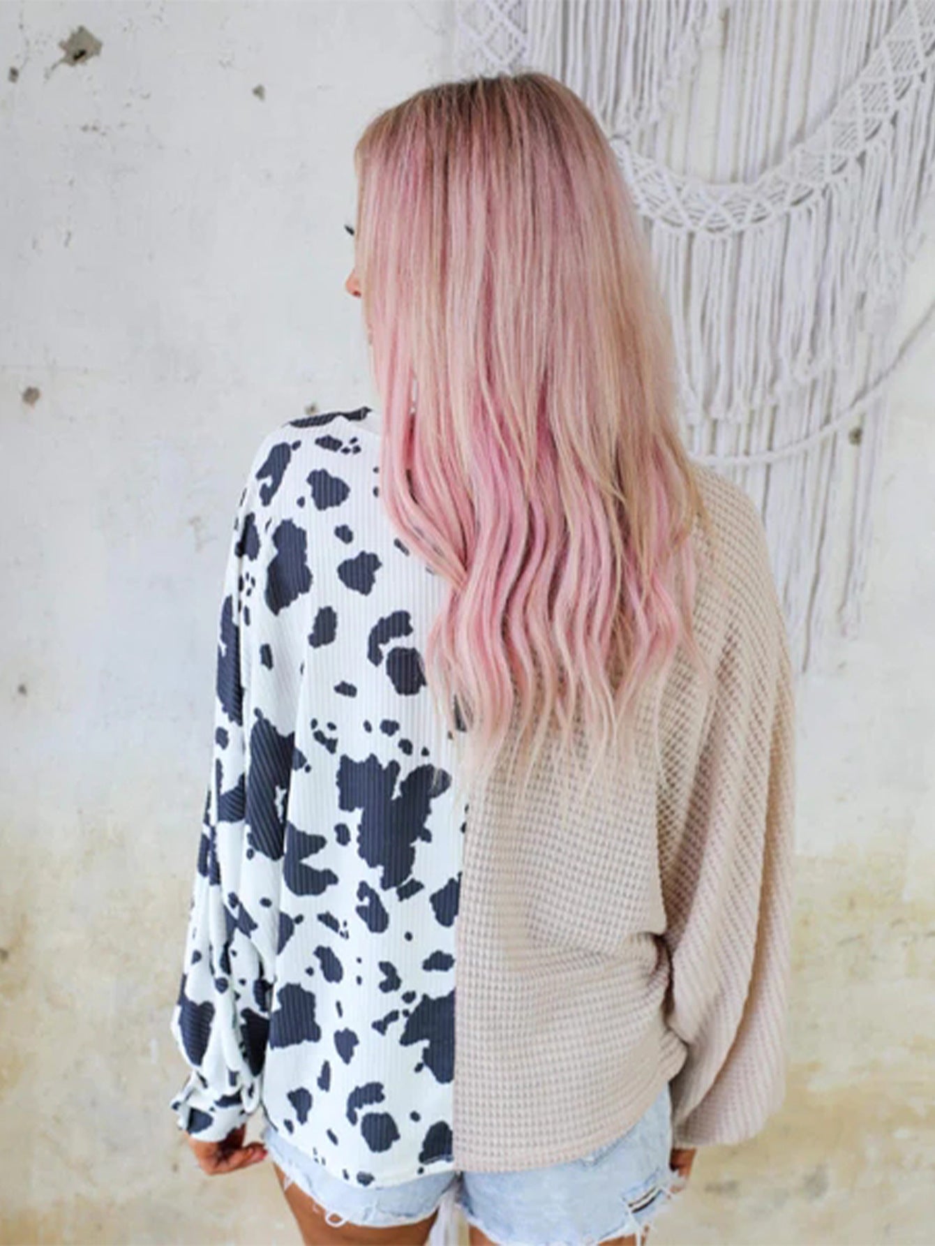 Cows Pattern Women's Waffle Sweater