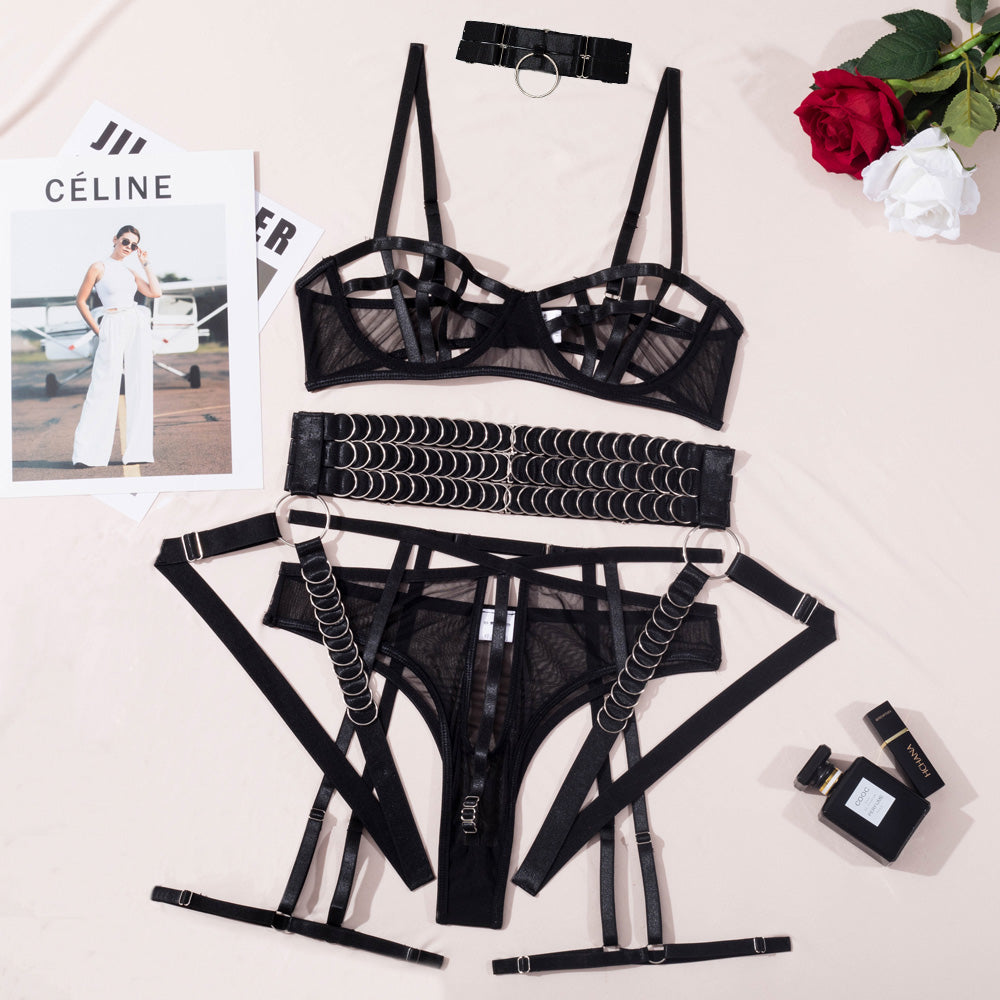 Chest Strap Hollowed-Out Lingerie Set