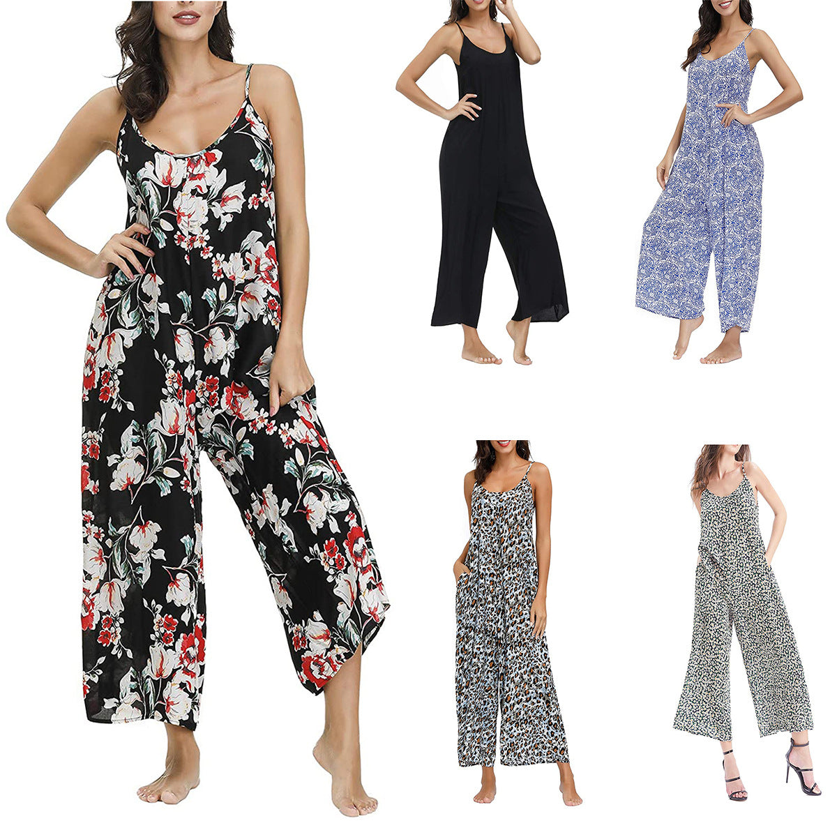 Sling-Pocket Casual Wide-Leg Jumpsuit