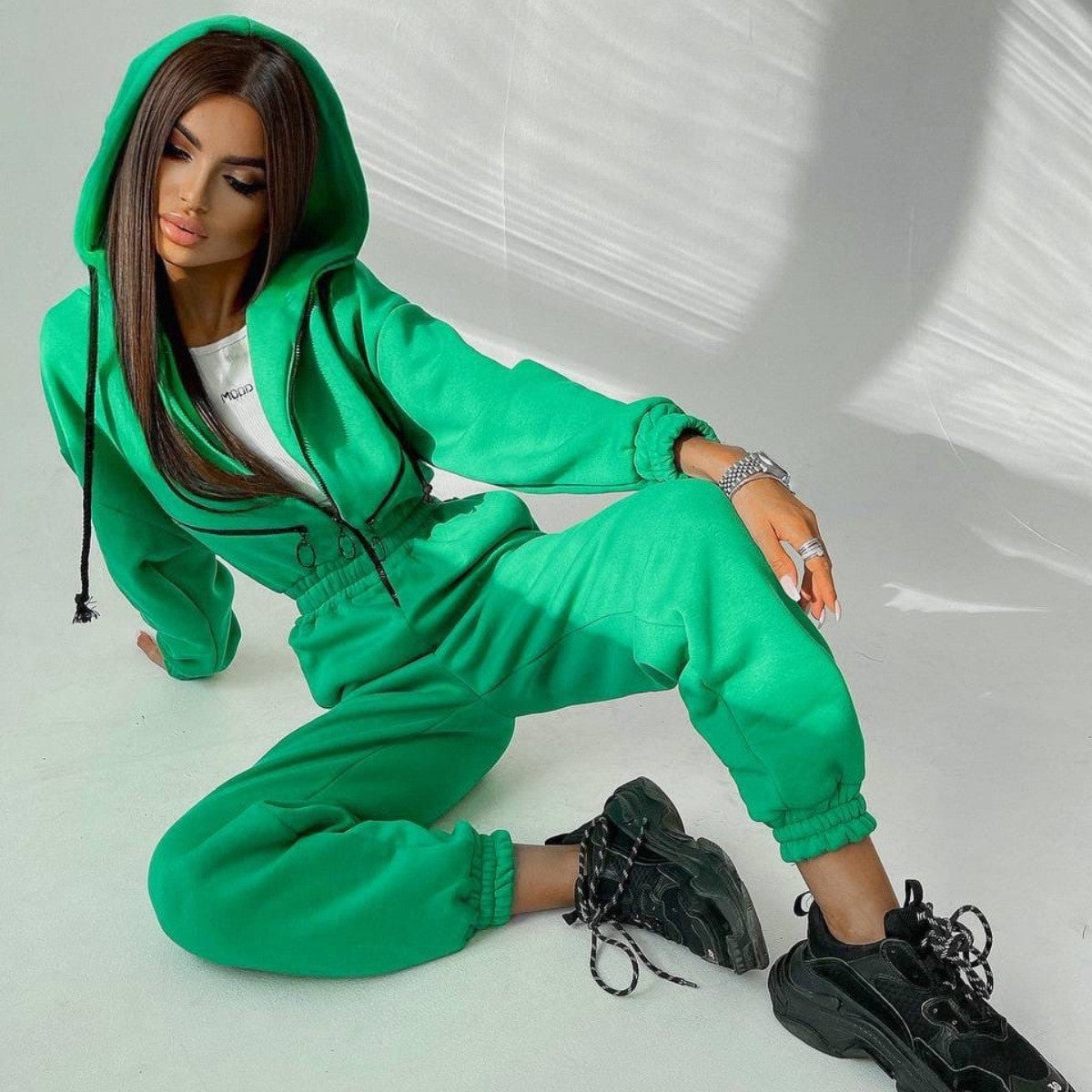 Women's Casual Hooded Jumpsuit - One-Piece Suit