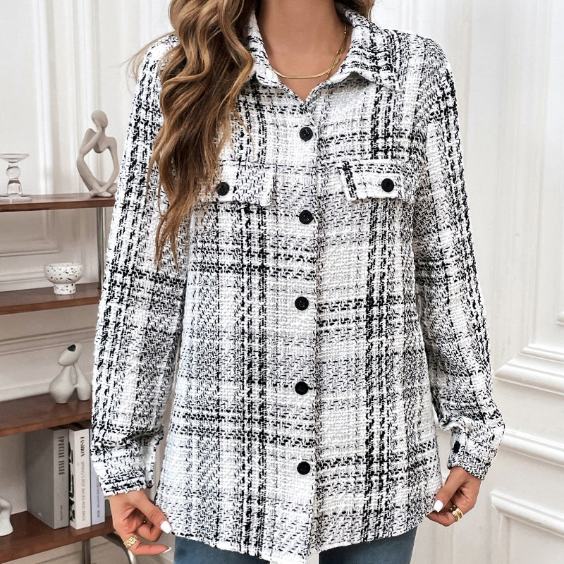 Retro Plaid Loose Casual Coat For Women