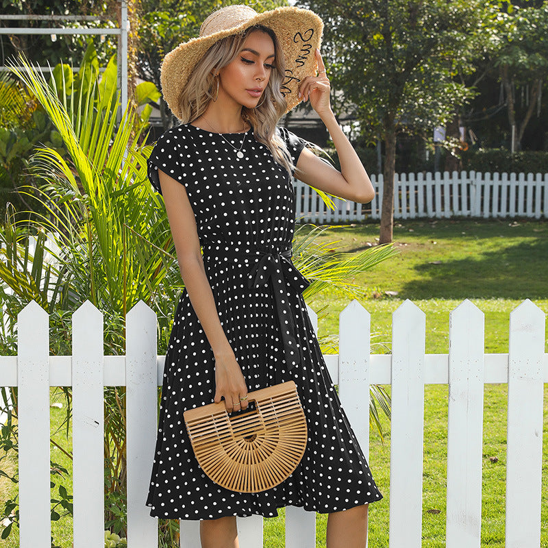 Polka Dot Short-Sleeve Dress
