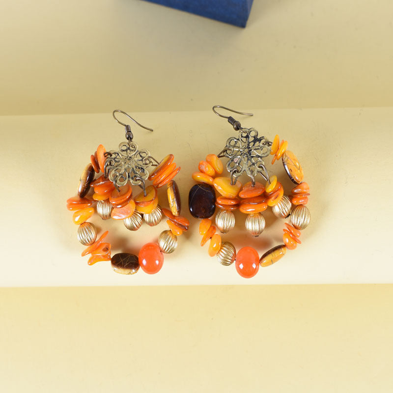 Handmade Beaded Stone Earrings