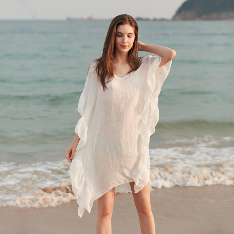 Ladies' Irregular Seaside Beach Blouse - Sun Protection Clothing