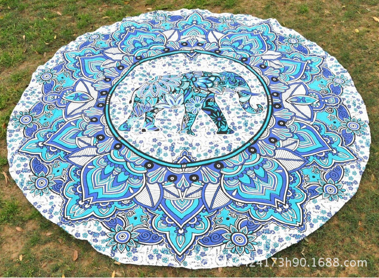 Round Beach Towel - Elephant Totem