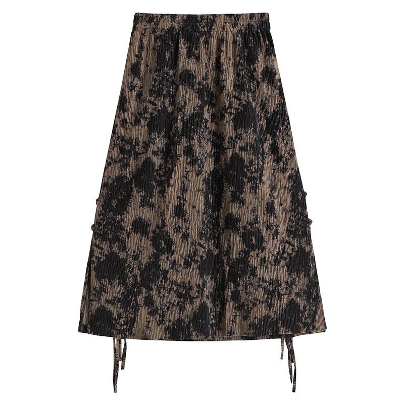 Retro Slit Skirt Women's High Waist Ink Color Mid-length