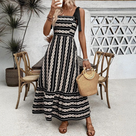 Striped Patchwork Swing Dress