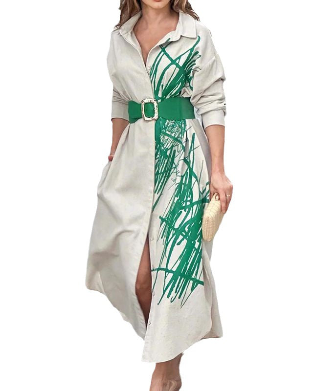Casual Fashion Graffiti Versatile Belt Dress