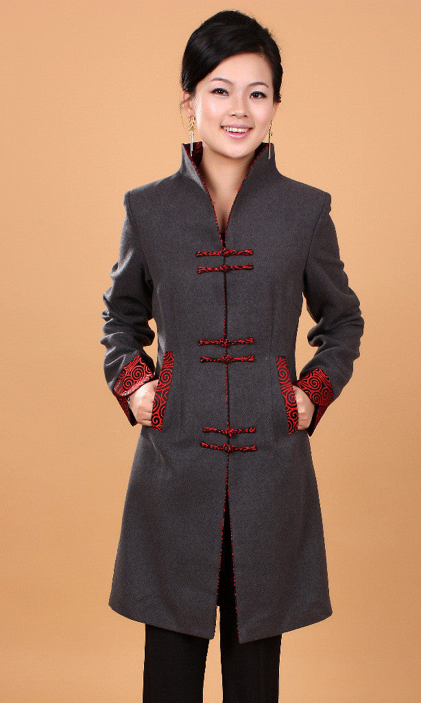 Women's Retro Wool Mid-Length Trench Coat