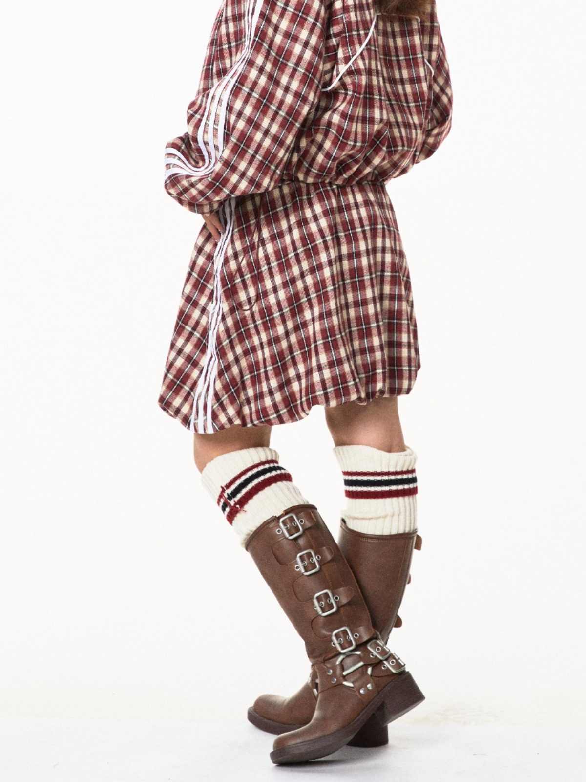 Hot Girl Plaid Stitching Mini Skirt