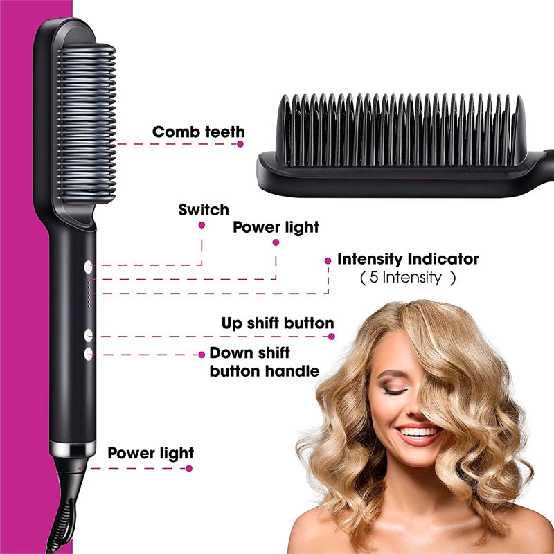 New 2-in-1 Hair Straightener -  Dual-Purpose Electric Hair Brush