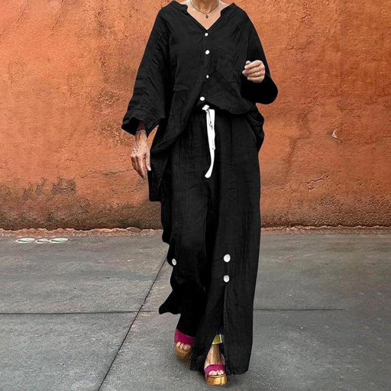 Women's Long-sleeve Cardigan Top And Pants Set