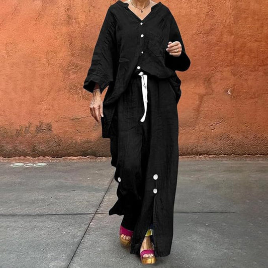 Women's Long-sleeve Cardigan Top And Pants Set