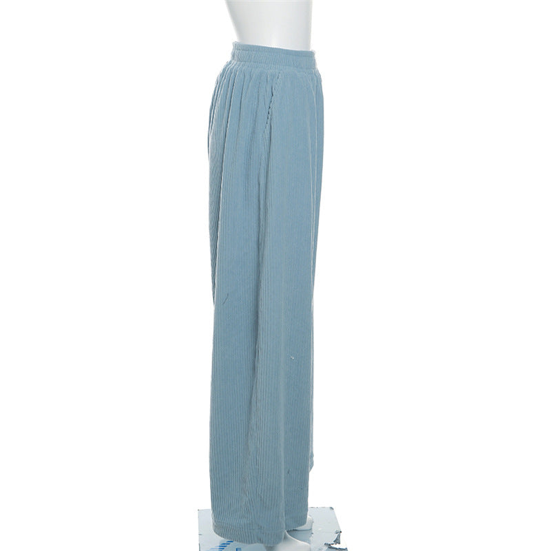 High-Waist Loose Straight Casual Trousers