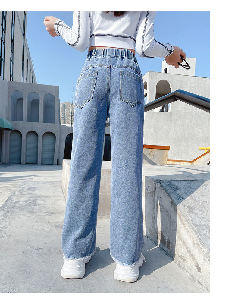 Funky Casual Denim Love Wide-Leg Pants