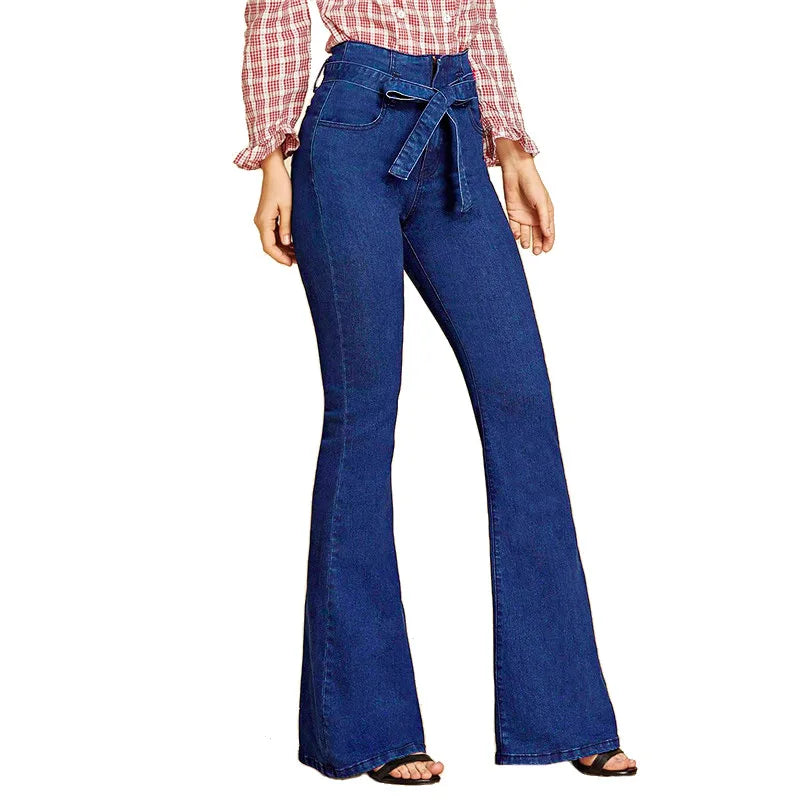 Tie-Waist Flare Jeans