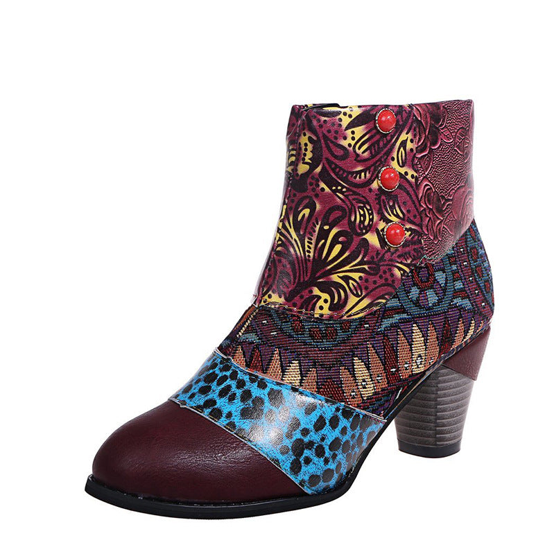 Chunky Print Ankle Boots