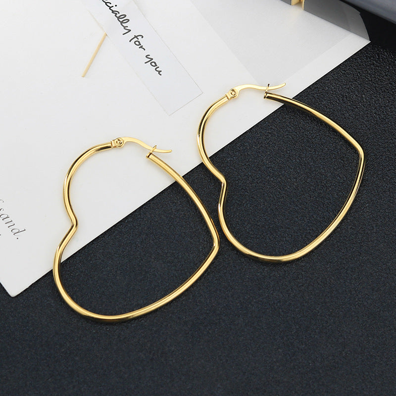 Titanium Heart Hoop Earrings For Women