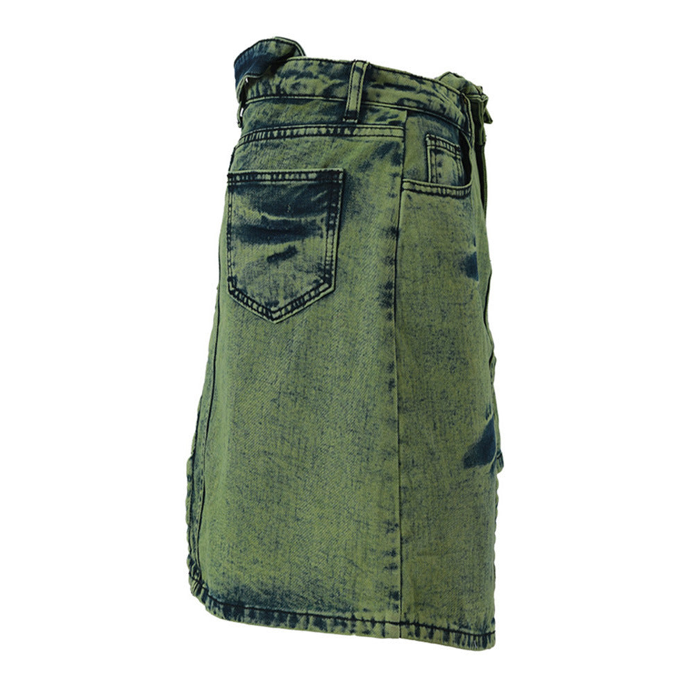 Stitching Irregular Denim Skirt