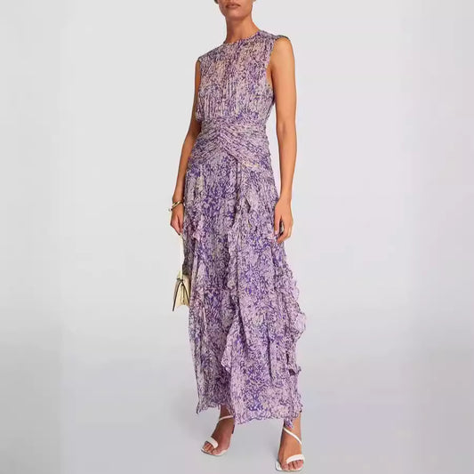 Spring And Summer Off-the-shoulder European And American Women's Clothing V-neck Chiffon Dress